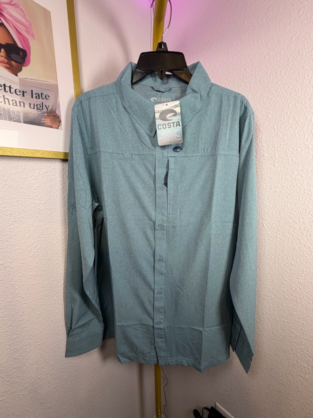 Costa Men's Teal Button-Front Lightweight Shirt Jacket - Large - NWT $75